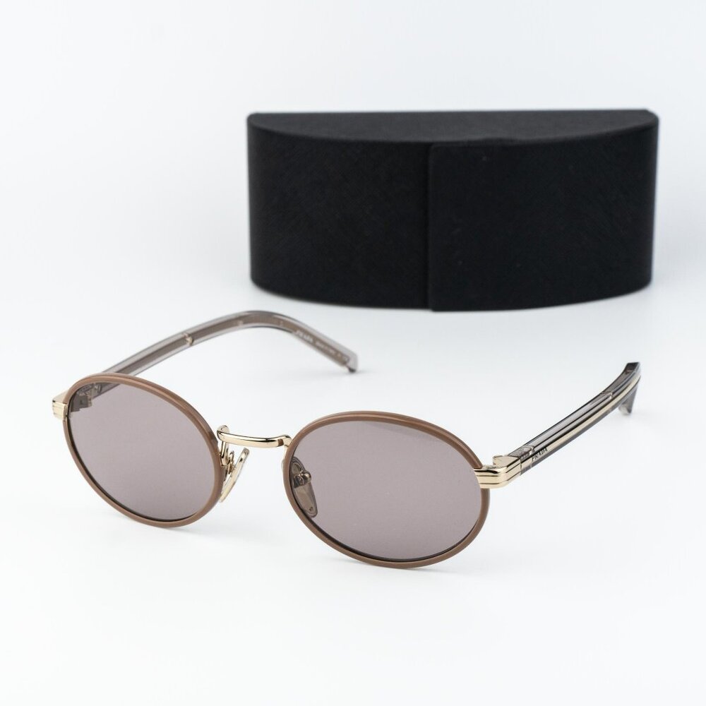 Prada Women Sunglasses Pecan Purple Brown Oval PRB56S 24E20I NEW AUTHENTIC